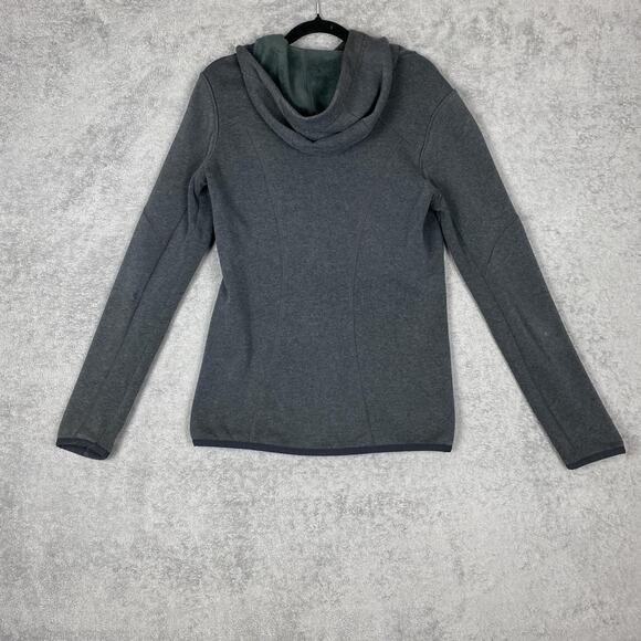 Athleta Jacket Womens Extra Small Gray Asymmetrical Zip Hooded Fleece Lined - Picture 7 of 16